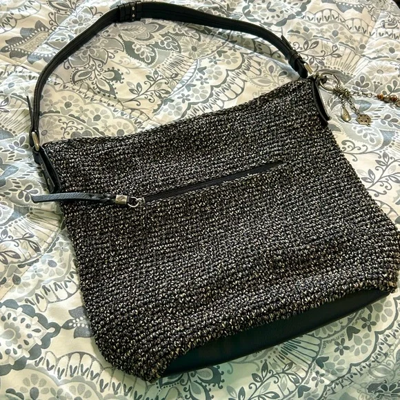 The Sak Black Knit Crochet Shoulder Bag With Charms Resort Purse - Picture 2 of 10